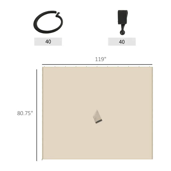 9.84' x 9.84' Universal Gazebo Sidewall Set with 4 Panel, 40 Hook/C-Ring Included for Pergolas and Cabanas, Beige - product image 3