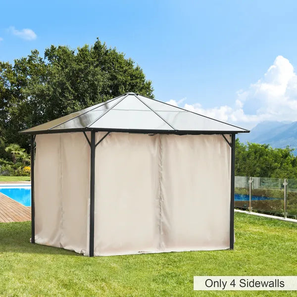 9.84' x 9.84' Universal Gazebo Sidewall Set with 4 Panel, 40 Hook/C-Ring Included for Pergolas and Cabanas, Beige - product image 2