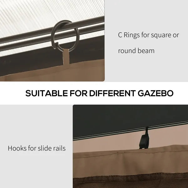 9.84 ft x 9.84 ft Universal Gazebo Sidewall Set with 4 Panel, 40 Hook/C-Ring Included for Pergolas and Cabanas, Brown - product image 6