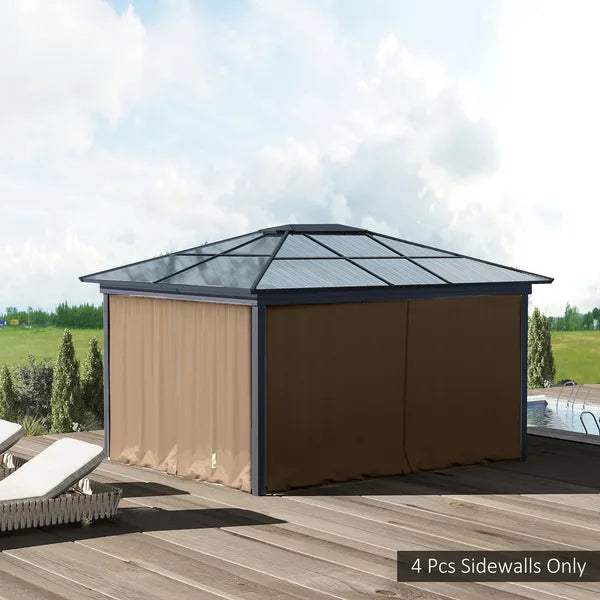 9.84 ft x 9.84 ft Universal Gazebo Sidewall Set with 4 Panel, 40 Hook/C-Ring Included for Pergolas and Cabanas, Brown - product image 2