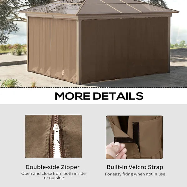 9.84 ft x 9.84 ft Universal Gazebo Sidewall Set with 4 Panel, 40 Hook/C-Ring Included for Pergolas and Cabanas, Brown - product image 5