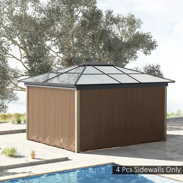 9.84 ft x 9.84 ft Universal Gazebo Sidewall Set with 4 Panel, 40 Hook/C-Ring Included for Pergolas and Cabanas, Brown - product image 10