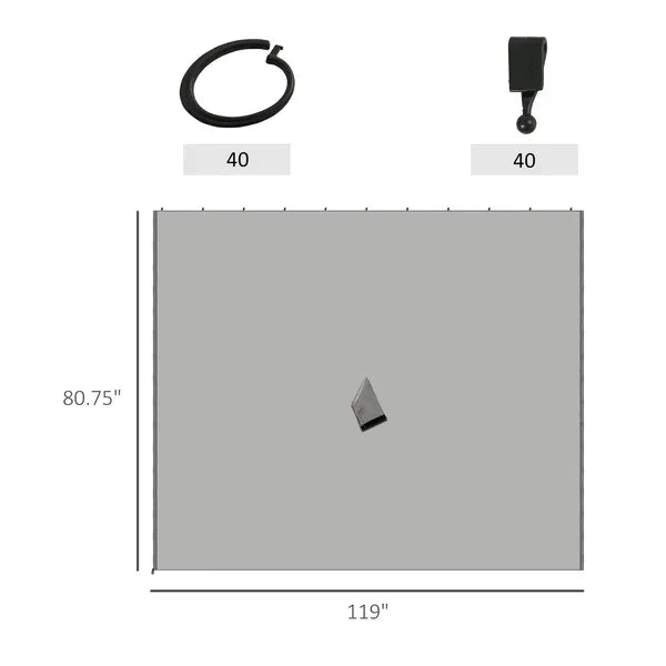 9.84' x 9.84' Universal Gazebo Sidewall Set with 4 Panel 40 Hook/C-Ring Included for Pergolas and Cabanas Light Gray - product image 3