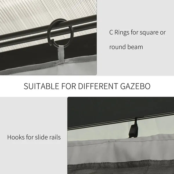 9.84' x 9.84' Universal Gazebo Sidewall Set with 4 Panel 40 Hook/C-Ring Included for Pergolas and Cabanas Light Gray - product image 6
