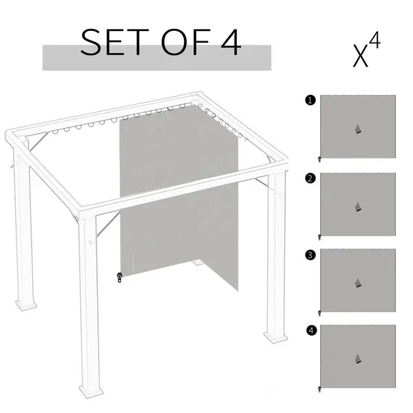 9.84' x 9.84' Universal Gazebo Sidewall Set with 4 Panel 40 Hook/C-Ring Included for Pergolas and Cabanas Light Gray - product image 4