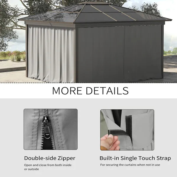 9.84' x 9.84' Universal Gazebo Sidewall Set with 4 Panel 40 Hook/C-Ring Included for Pergolas and Cabanas Light Gray - product image 5