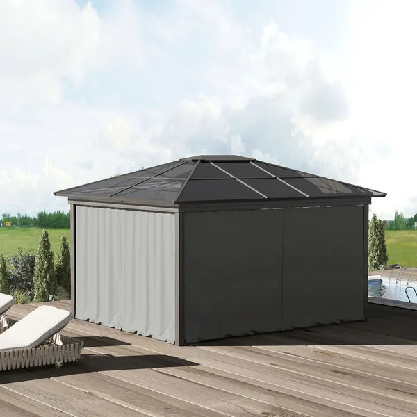 9.84' x 9.84' Universal Gazebo Sidewall Set with 4 Panel 40 Hook/C-Ring Included for Pergolas and Cabanas Light Gray - product image 10