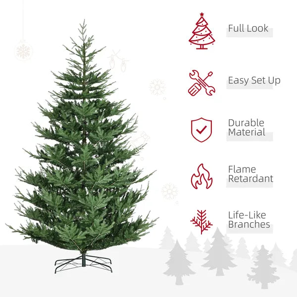 HOMCOM 9 Ft Artificial Christmas Tree, Pine Hinged Christmas Tree with 1939 Realistic Branches, Steel Base, Auto Open, Green - product image 4