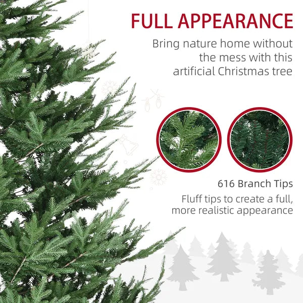 HOMCOM 9 Ft Artificial Christmas Tree, Pine Hinged Christmas Tree with 1939 Realistic Branches, Steel Base, Auto Open, Green - product image 5