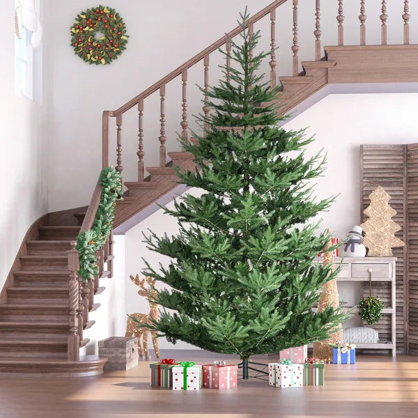 HOMCOM 9 Ft Artificial Christmas Tree, Pine Hinged Christmas Tree with 1939 Realistic Branches, Steel Base, Auto Open, Green - product image 10