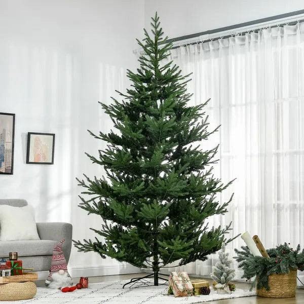 HOMCOM 9 Ft Artificial Christmas Tree, Pine Hinged Christmas Tree with 1939 Realistic Branches, Steel Base, Auto Open, Green - product image 2