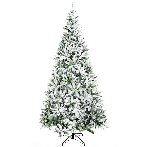 9ft Flocked Artificial Christmas Tree with 1890 Branches Green and White - product image 1