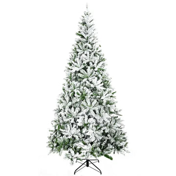 9ft Flocked Artificial Christmas Tree with 1890 Branches Green and White - product image 1