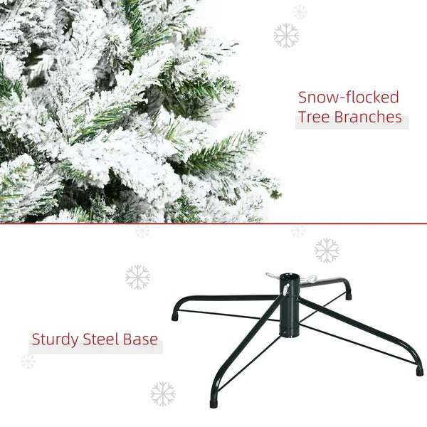 9ft Flocked Artificial Christmas Tree with 1890 Branches Green and White - product image 7