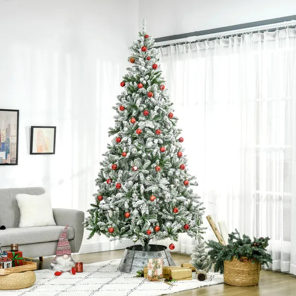 9ft Flocked Artificial Christmas Tree with 1890 Branches Green and White - product image 2