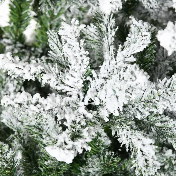 9ft Flocked Artificial Christmas Tree with 1890 Branches Green and White - product image 8
