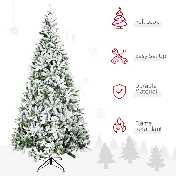 9ft Flocked Artificial Christmas Tree with 1890 Branches Green and White - product image 4