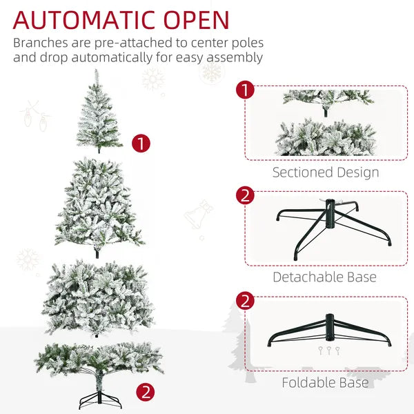 9ft Flocked Artificial Christmas Tree with 1890 Branches Green and White - product image 6