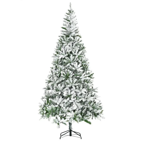 9ft Flocked Artificial Christmas Tree with 1890 Branches Green and White - product image 11