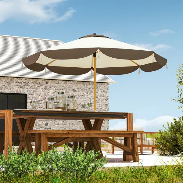 Outsunny 8.7 Ft Patio Umbrella with 8 Steel Ribs and Vented Canopy Cream White - product image 2