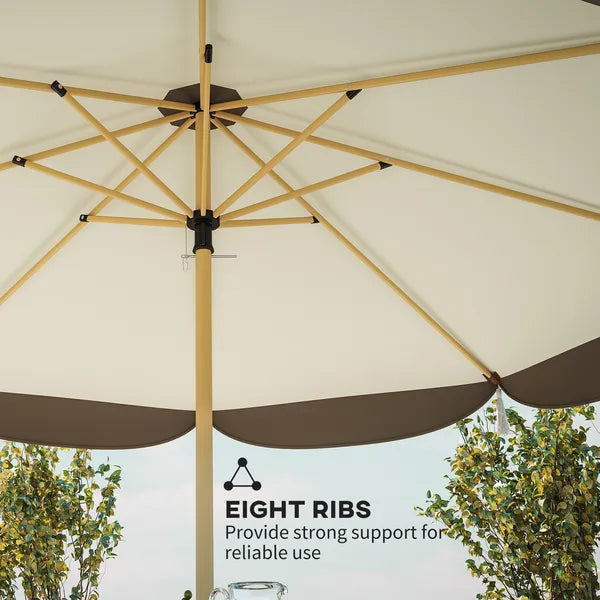 Outsunny 8.7 Ft Patio Umbrella with 8 Steel Ribs and Vented Canopy Cream White - product image 7