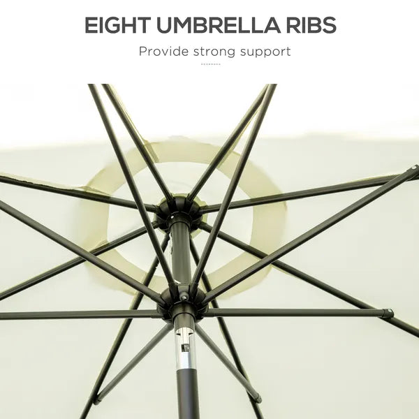 Outsunny 9ft Patio Umbrella with Push Button Tilt and Crank, Outdoor Market Table Umbrella with Fringed Tassles and 8 Ribs, for Garden - product image 7