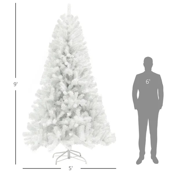 HOMCOM 9 Ft Unlit Artificial Christmas Tree with 2132 Branch Tips and Steel Base White - product image 3