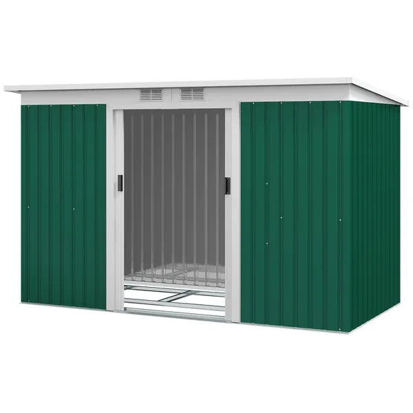 Outsunny 9 x 4.5 x 5.5 ft Metal Garden Shed with Vents Green and White - product image 11