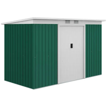 Outsunny 9 x 4.5 x 5.5 ft Metal Garden Shed with Vents Green and White - product image 1