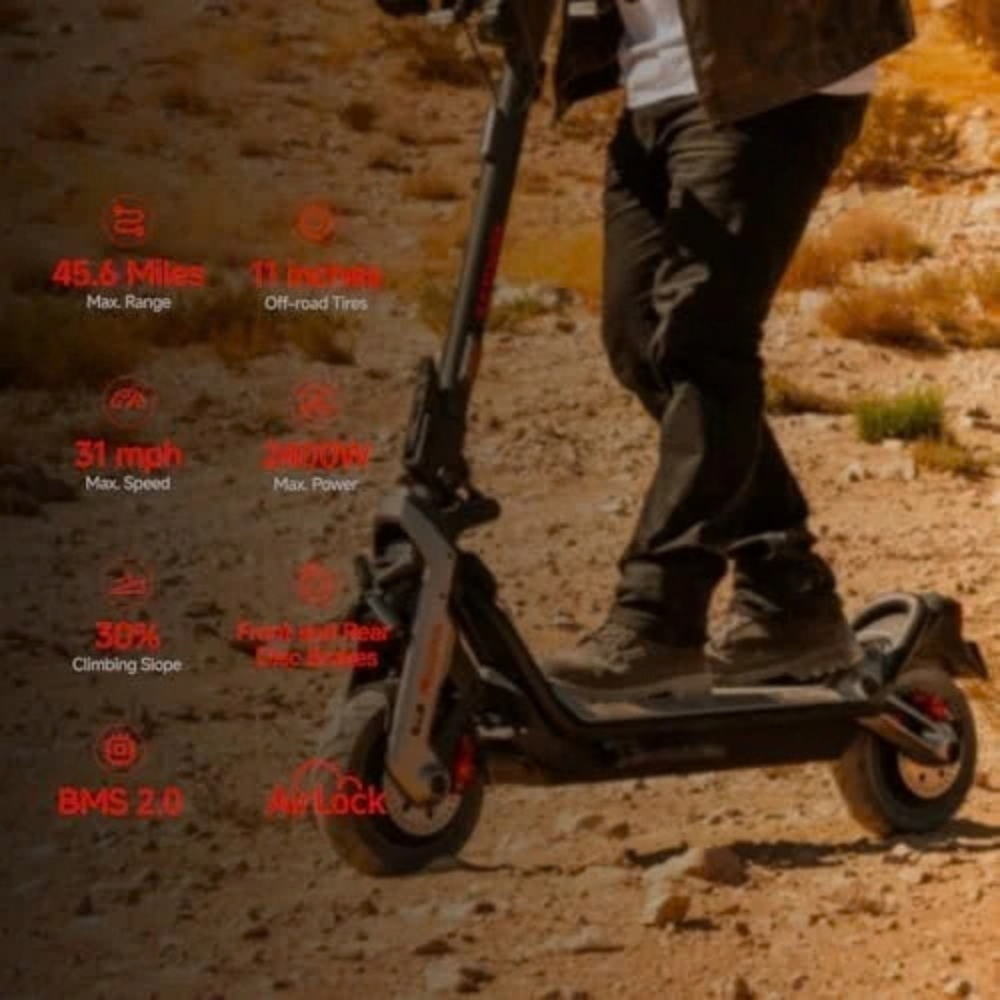 Segway SuperScooter GT3, 31 MPH w/ 45-Mile Long Range, 2400W Peak Motor, Dual Hydraulic Suspension, Self-Sealing Tires, Flash Charging Electric Scooters for Adults, UL 2272/2271 Certified, Gen3