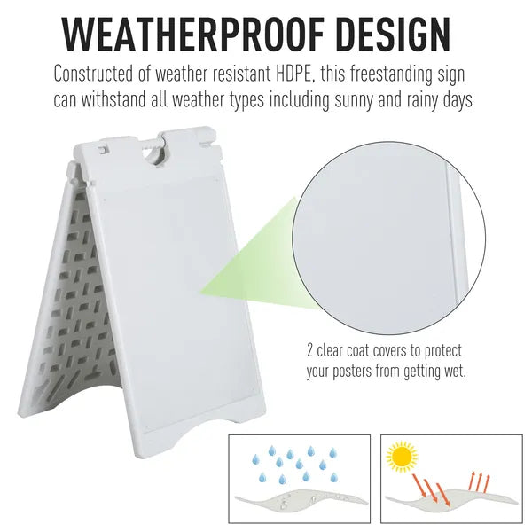 Vinsetto A-Frame Sandwich Board Sidewalk Sign 22x28 Plastic Weighted Weatherproof White - product image 5