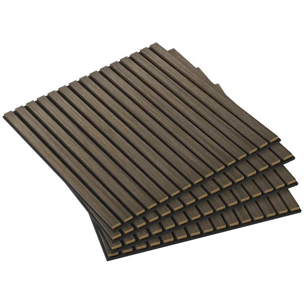 HOMCOM Acoustic Panels 4-Pack, 24 Inchx24 Inch Brown Wood Panels, Sound Absorbing, Slat Wall for Wall Decor - product image 11