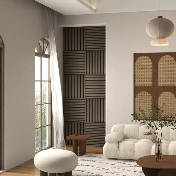 HOMCOM Acoustic Panels 4-Pack, 24 Inchx24 Inch Brown Wood Panels, Sound Absorbing, Slat Wall for Wall Decor - product image 8
