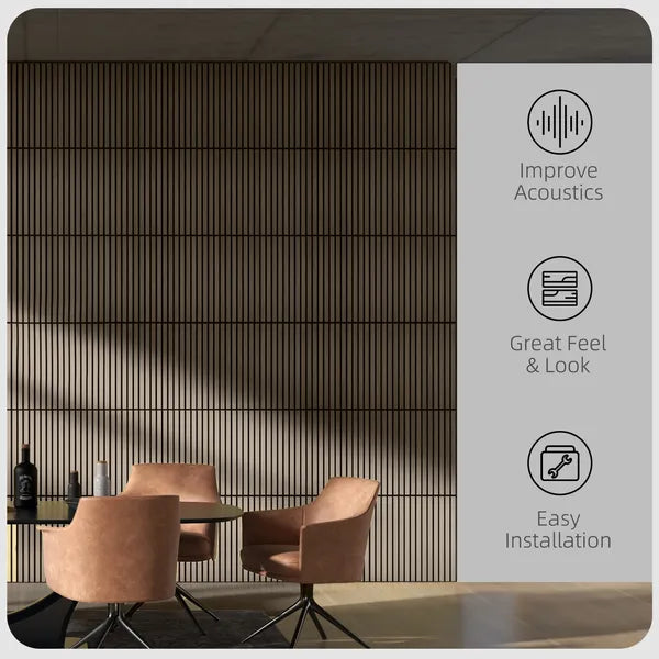 HOMCOM Acoustic Panels 4-Pack, 24 Inchx24 Inch Brown Wood Panels, Sound Absorbing, Slat Wall for Wall Decor - product image 4