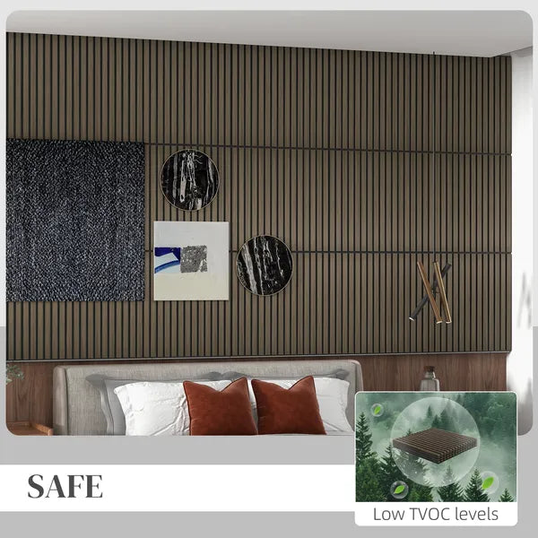 HOMCOM Acoustic Panels 4-Pack, 24 Inchx24 Inch Brown Wood Panels, Sound Absorbing, Slat Wall for Wall Decor - product image 6
