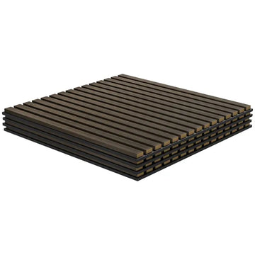 HOMCOM Acoustic Panels 4-Pack, 24 Inchx24 Inch Brown Wood Panels, Sound Absorbing, Slat Wall for Wall Decor - product image 1
