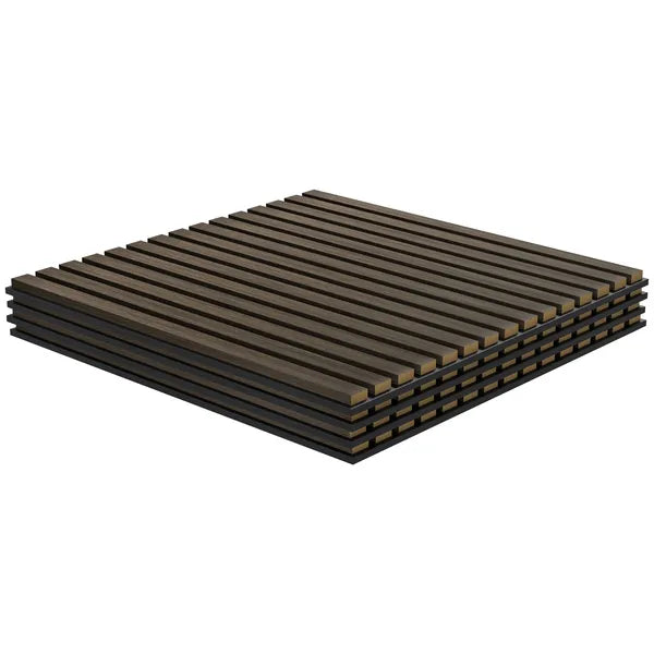 HOMCOM Acoustic Panels 4-Pack, 24 Inchx24 Inch Brown Wood Panels, Sound Absorbing, Slat Wall for Wall Decor - product image 1