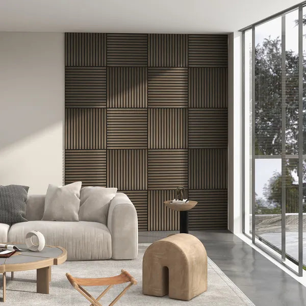 HOMCOM Acoustic Panels 4-Pack, 24 Inchx24 Inch Brown Wood Panels, Sound Absorbing, Slat Wall for Wall Decor - product image 2