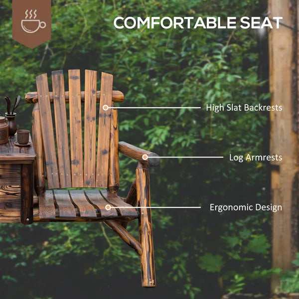 Outsunny Adirondack Double Chair Loveseat with Ice Bucket, Wooden Rustic Outdoor Patio Furniture, Weather-Resistant - product image 7