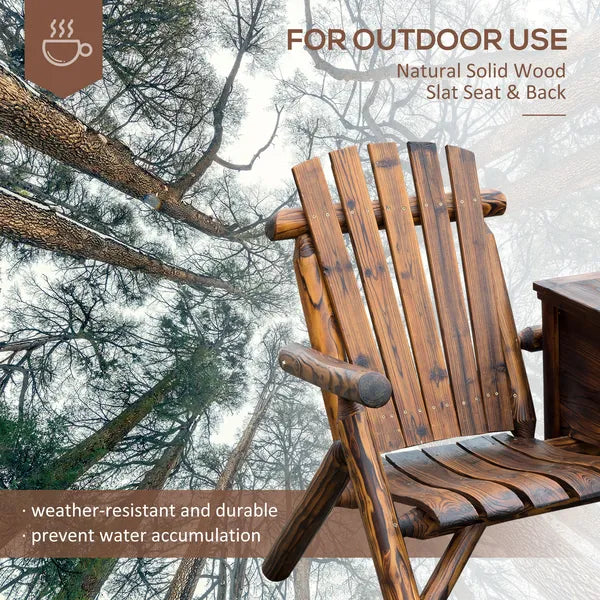Outsunny Adirondack Double Chair Loveseat with Ice Bucket, Wooden Rustic Outdoor Patio Furniture, Weather-Resistant - product image 6