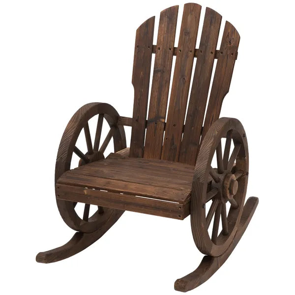 Outsunny Adirondack Rocking Chair, Outdoor Rocker All-Weather Patio Seat with Slatted Design and Oversize Back for Porch, Poolside and Garden, Brown - product image 11