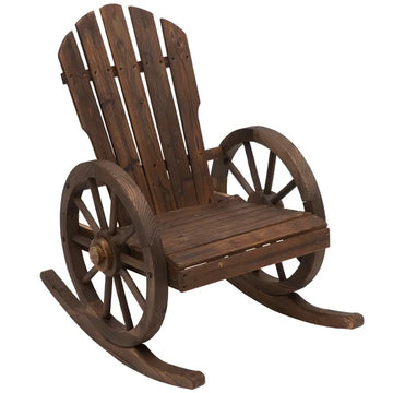 Outsunny Adirondack Rocking Chair, Outdoor Rocker All-Weather Patio Seat with Slatted Design and Oversize Back for Porch, Poolside and Garden, Brown - product image 1