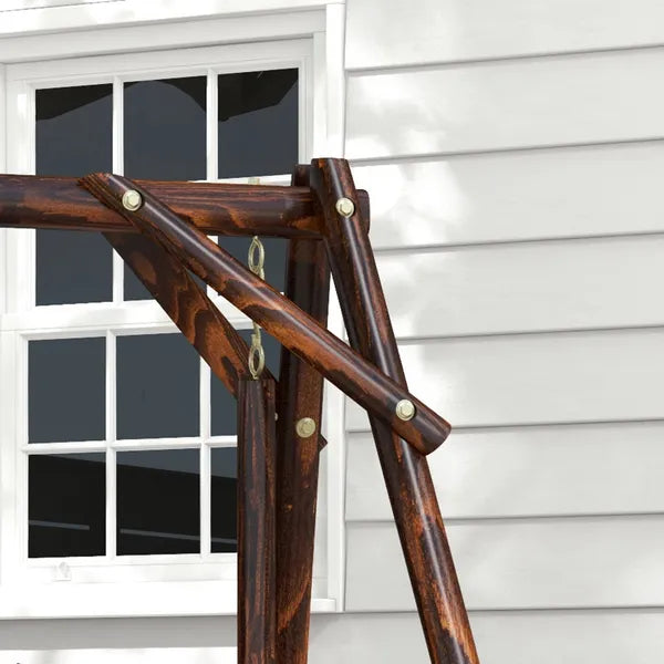 Outsunny Adirondack Swing Chair Outdoor 2-Seat Freestanding Solid Wood with Center Table Carbonized - product image 8