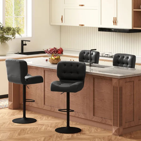 HOMCOM Adjustable Bar Height Stools Set of 2, Thick Padded Cushion and Metal Footrest for Home Bar, Black - product image 9