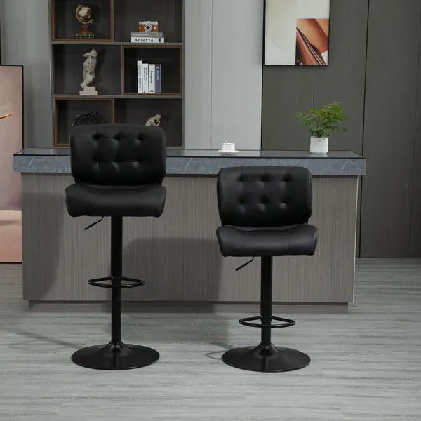 HOMCOM Adjustable Bar Height Stools Set of 2, Thick Padded Cushion and Metal Footrest for Home Bar, Black - product image 10