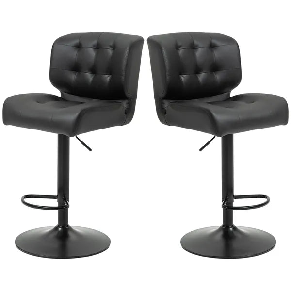 HOMCOM Adjustable Bar Height Stools Set of 2, Thick Padded Cushion and Metal Footrest for Home Bar, Black - product image 11