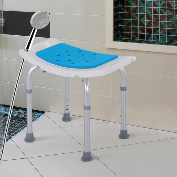 6 Level Adjustable Non Slip Shower Stool with Hand Shower Holder, Blue - product image 2