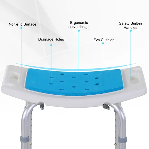 6 Level Adjustable Non Slip Shower Stool with Hand Shower Holder, Blue - product image 4