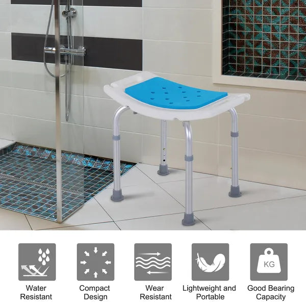 6 Level Adjustable Non Slip Shower Stool with Hand Shower Holder, Blue - product image 5
