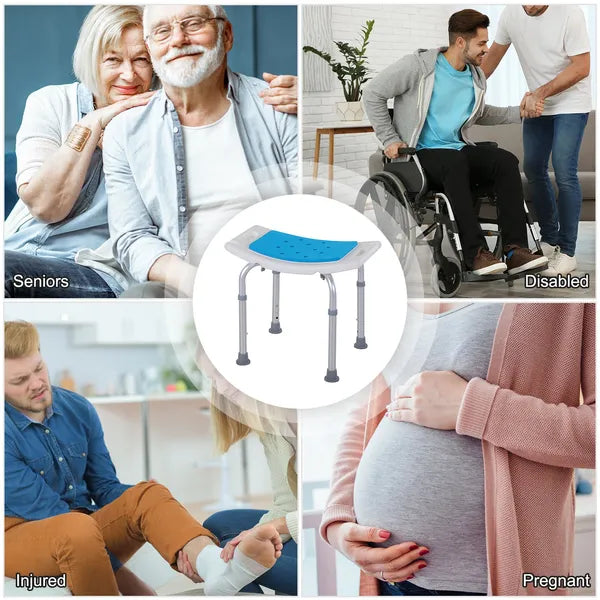 6 Level Adjustable Non Slip Shower Stool with Hand Shower Holder, Blue - product image 7